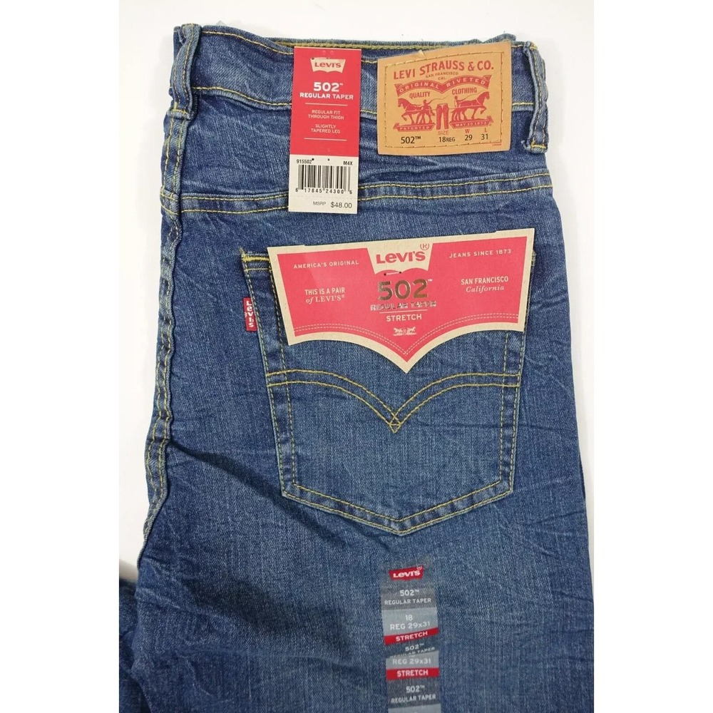 Levis 502 Jeans Boys Size 18 Regular 29x31 Regular Fit Tapered Leg Stretch - Picture 3 of 5